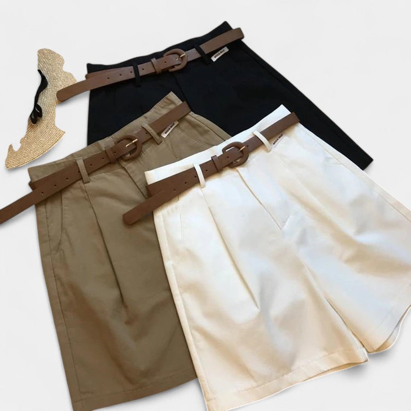 Gleame.-Korte broeken-Gleame Korte Broek - Casual short met hoge taille voor dames