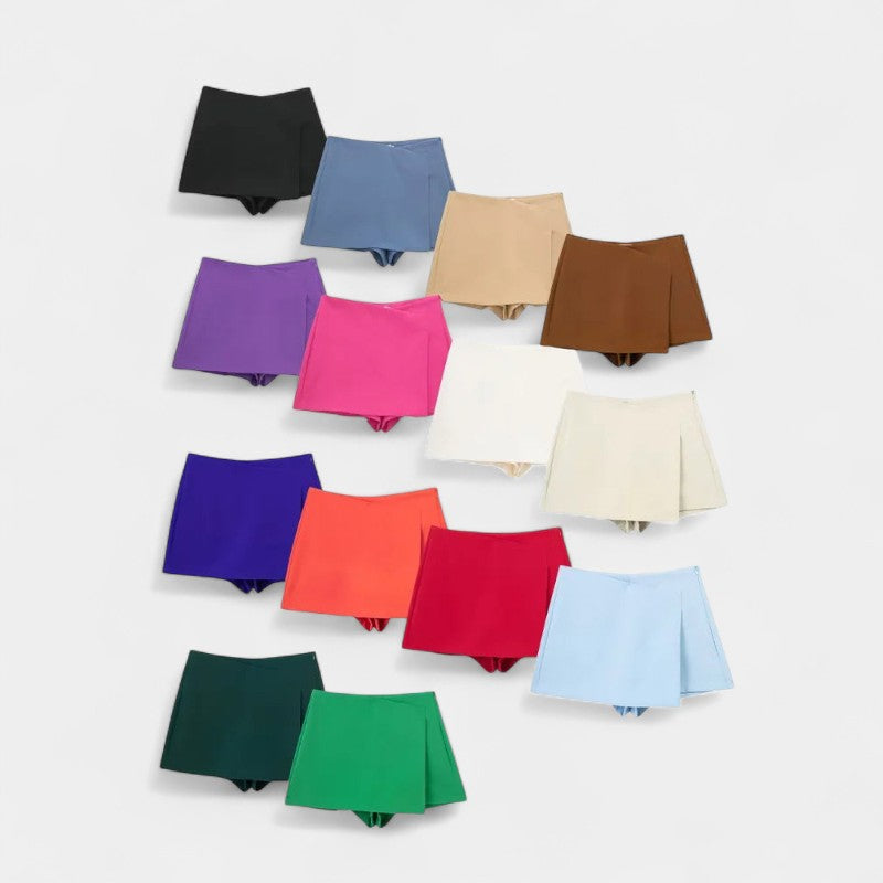 Gleame.-Korte broeken-Gleame Shorts - Vrouwen asymmetrische zijritssluiting rok shorts vintage hoge taille