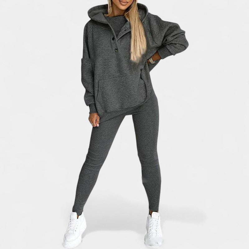 Gleame.-Outfit Sets-Gleame Dames Loungewear Set – Zachte set met capuchontrui en legging