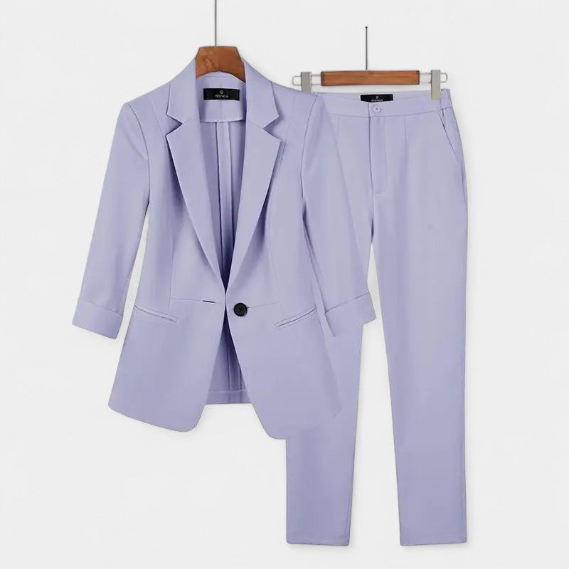 Gleame.-Outfit Sets-Gleame Dames Set – Nette set met blazer en rechte broek