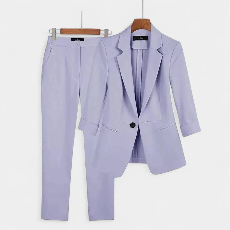 Gleame.-Outfit Sets-Gleame Dames Set – Nette set met blazer en rechte broek