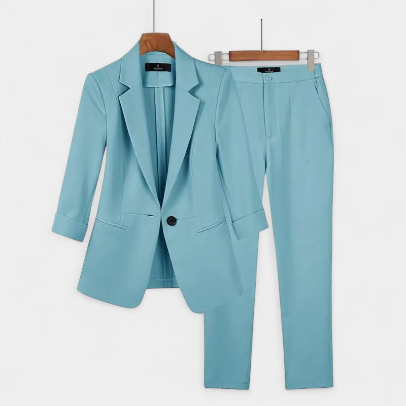 Gleame.-Outfit Sets-Gleame Dames Set – Nette set met blazer en rechte broek
