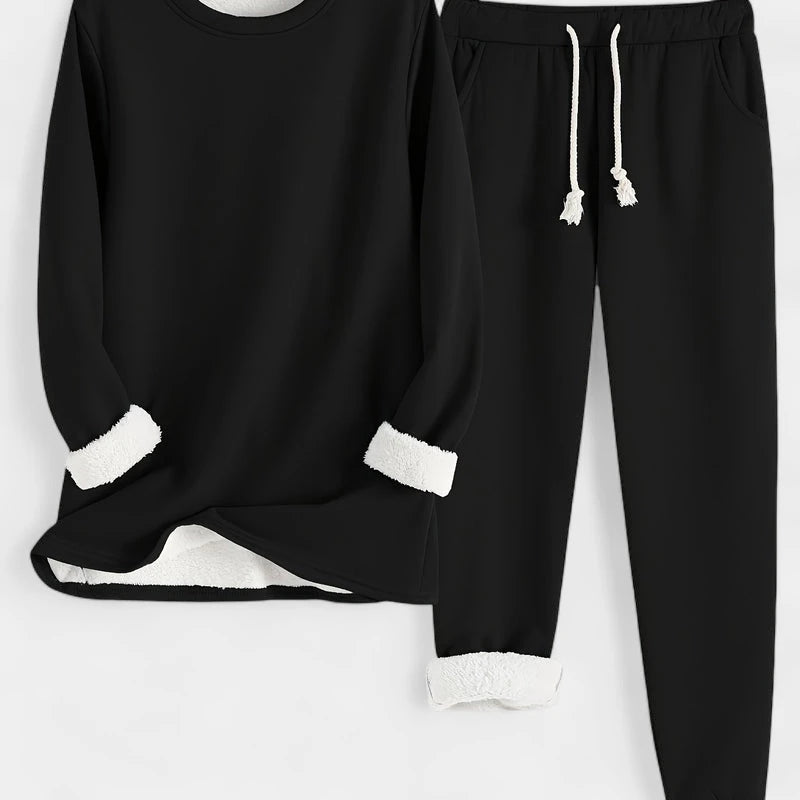 Gleame.-Outfit Sets-Gleame Set - Casual katoenen sweatshirt en broek set voor dames