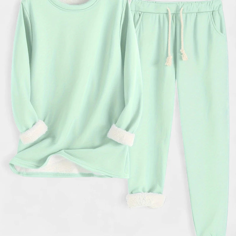 Gleame.-Outfit Sets-Gleame Set - Casual katoenen sweatshirt en broek set voor dames
