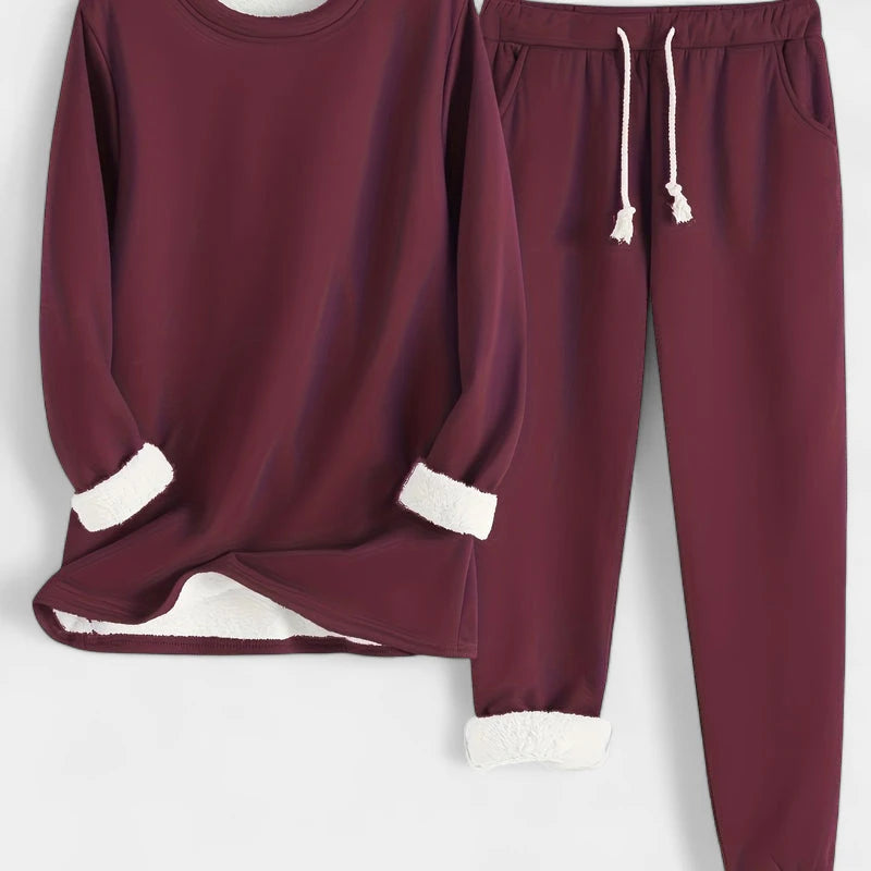 Gleame.-Outfit Sets-Gleame Set - Casual katoenen sweatshirt en broek set voor dames