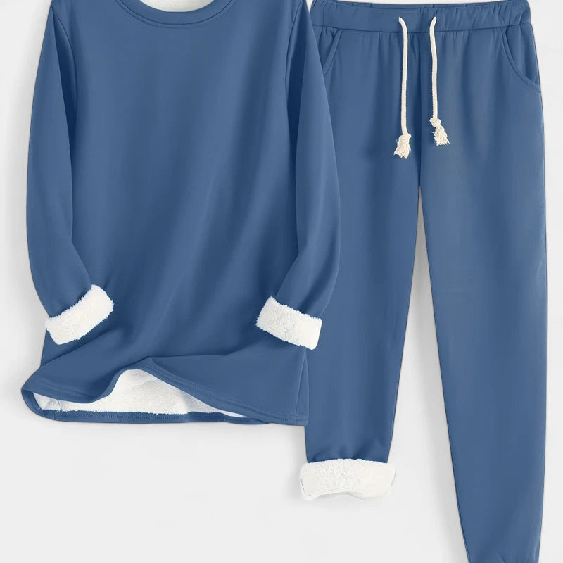 Gleame.-Outfit Sets-Gleame Set - Casual katoenen sweatshirt en broek set voor dames