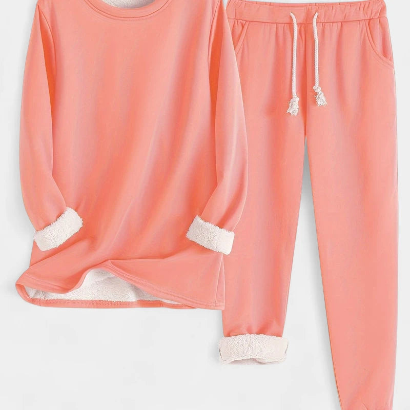 Gleame.-Outfit Sets-Gleame Set - Casual katoenen sweatshirt en broek set voor dames
