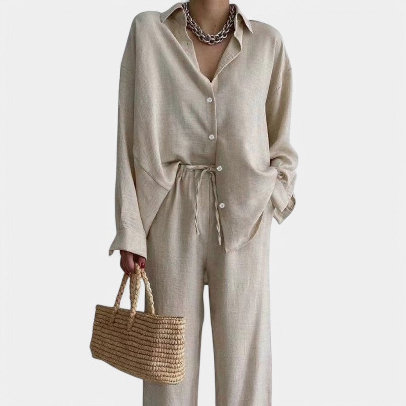 Gleame.-Outfit sets-Gleame Blouse met wijde broek - Tweedelige set voor vrouwen