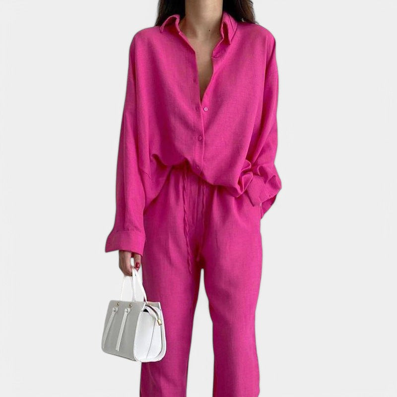 Gleame.-Outfit sets-Gleame Blouse met wijde broek - Tweedelige set voor vrouwen