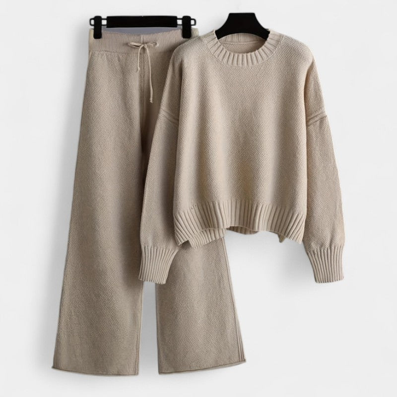Gleame.-Outfit sets-Gleame Dames Set – Casual set met trui en wijde broek