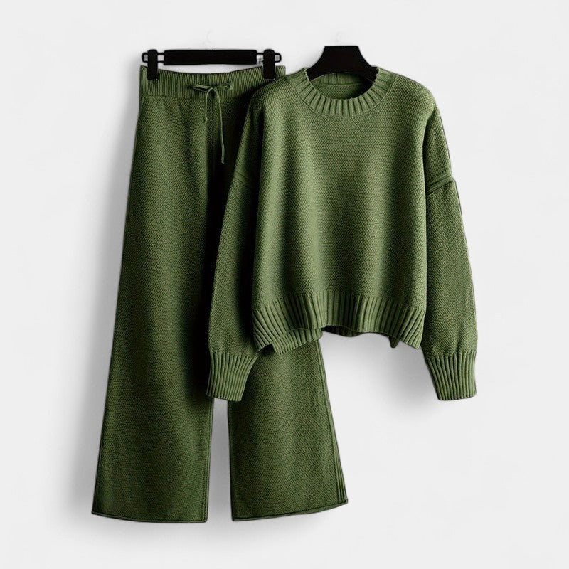 Gleame.-Outfit sets-Gleame Dames Set – Casual set met trui en wijde broek