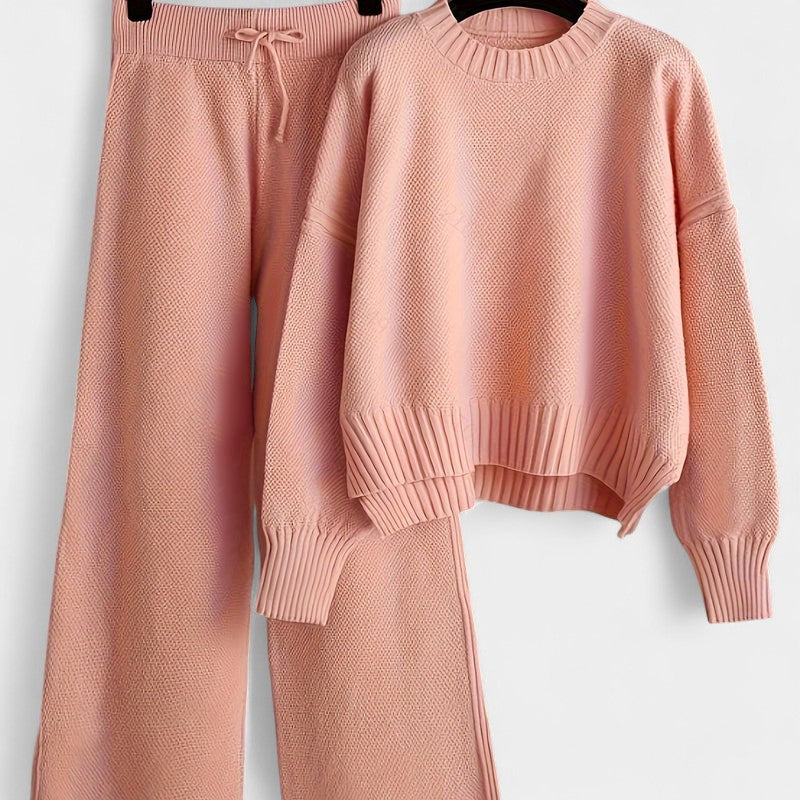 Gleame.-Outfit sets-Gleame Dames Set – Casual set met trui en wijde broek