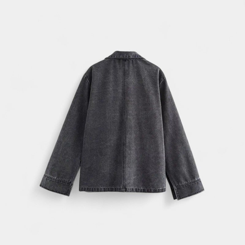 Gleame.-Outfit sets-Gleame Denim Suit Set - V-hals denim set met lange mouwen