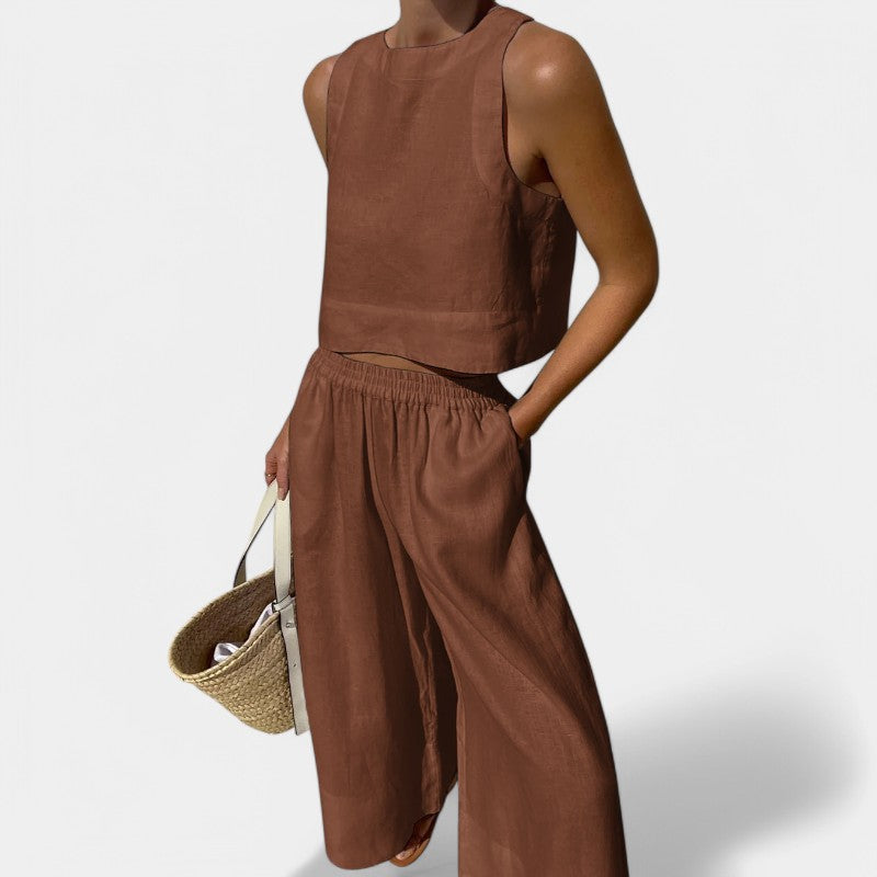 Gleame.-Outfit sets-Gleame Linnen tweedelig set - Lichte, ademende en duurzame zomerset