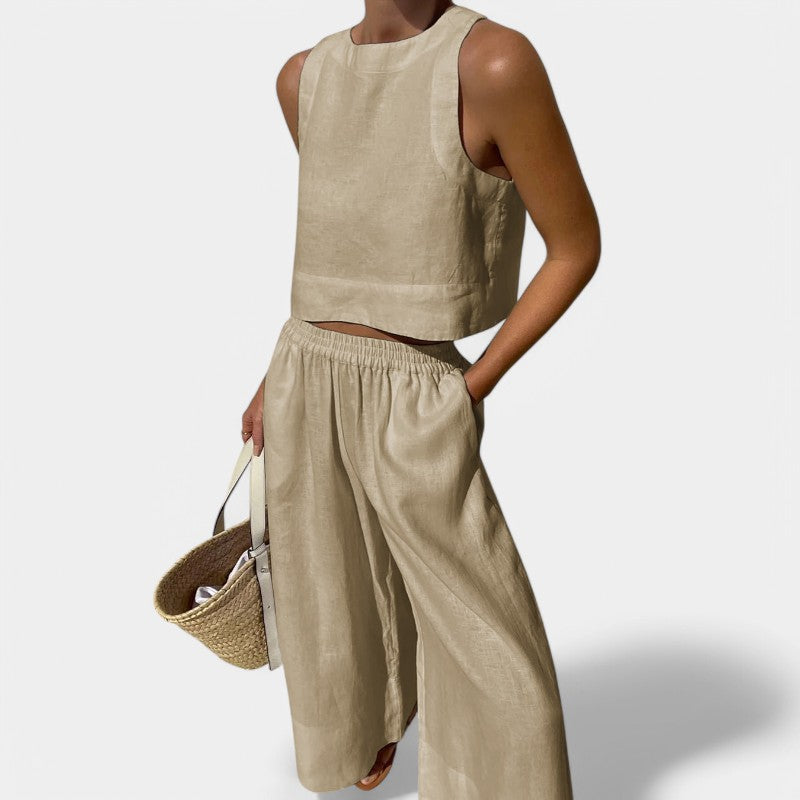 Gleame.-Outfit sets-Gleame Linnen tweedelig set - Lichte, ademende en duurzame zomerset