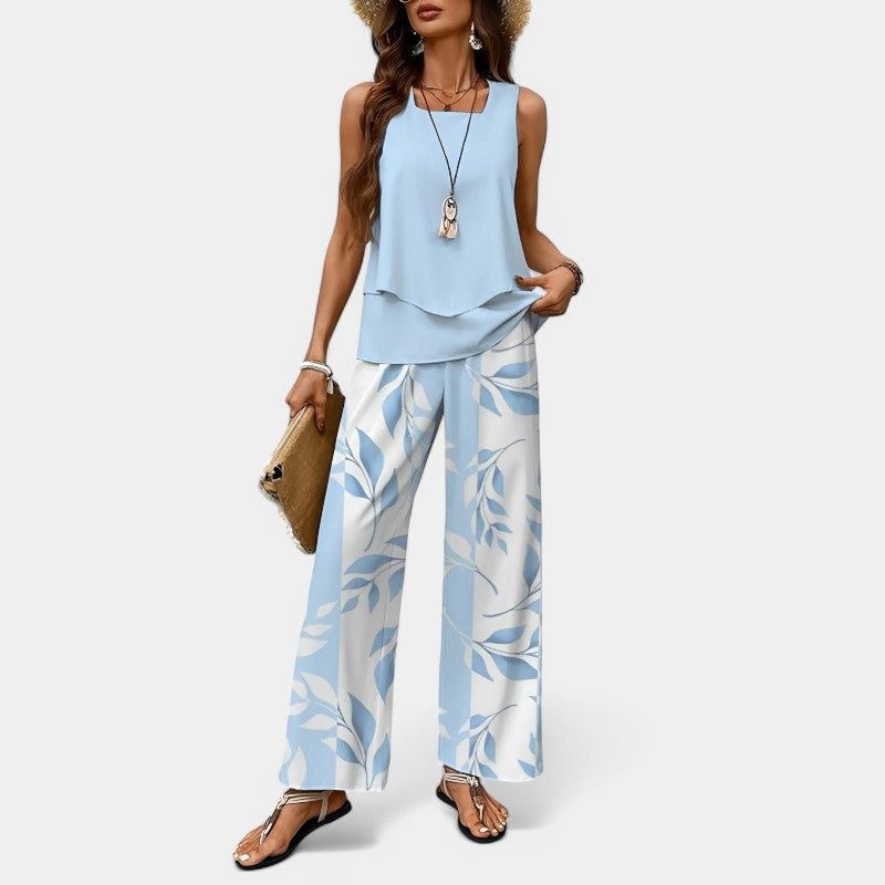 Gleame.-Outfit sets-Gleame Outfit - Chic zomer twee-delige set van luxe stof