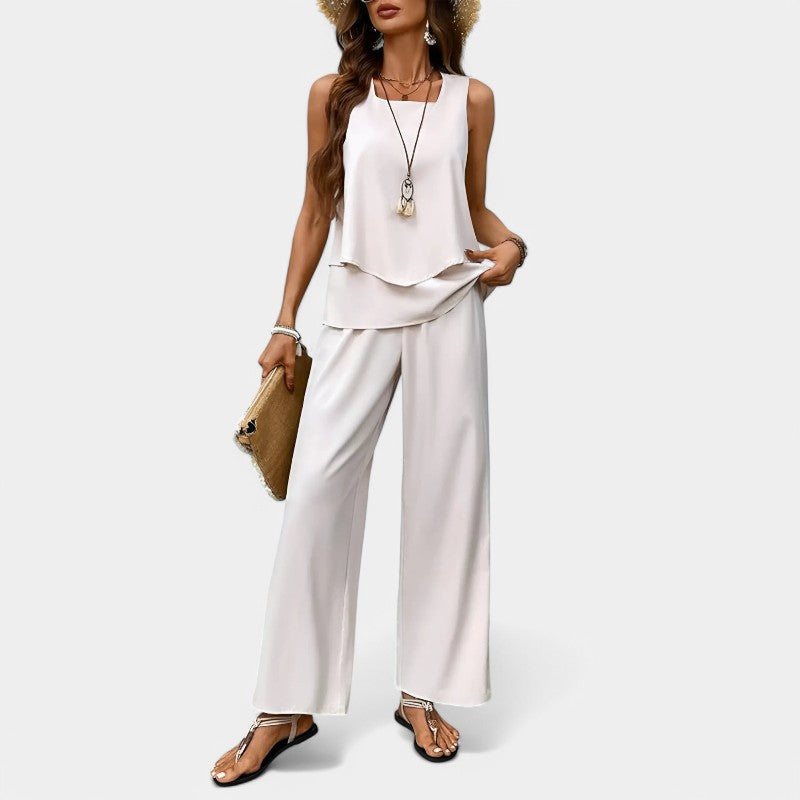 Gleame.-Outfit sets-Gleame Outfit - Chic zomer twee-delige set van luxe stof