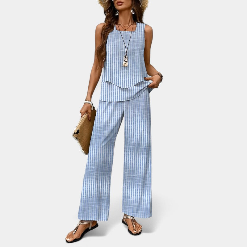 Gleame.-Outfit sets-Gleame Outfit - Chic zomer twee-delige set van luxe stof