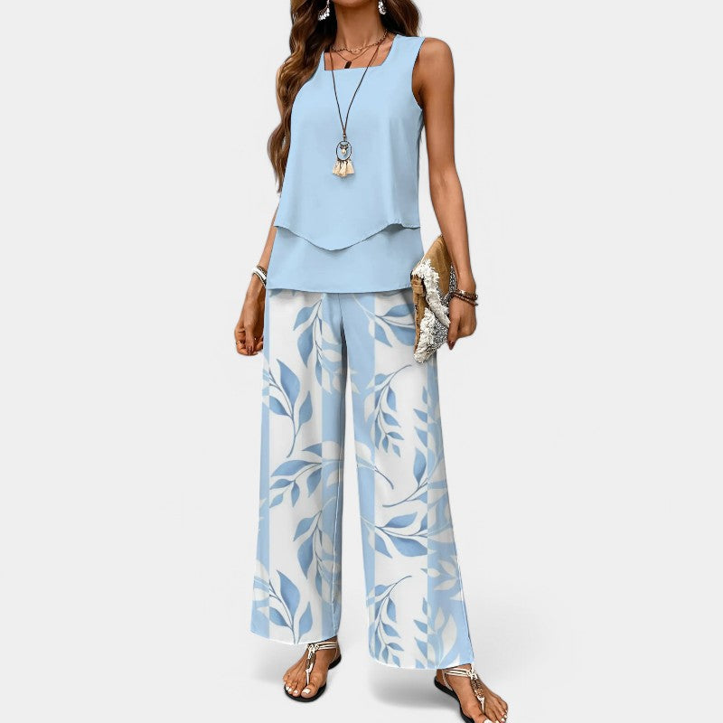 Gleame.-Outfit sets-Gleame Outfit - Chic zomer twee-delige set van luxe stof