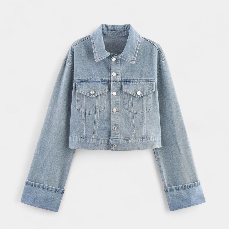 Gleame.-Outfit sets-Gleame Outfitset - Casual denim set met lange mouwen