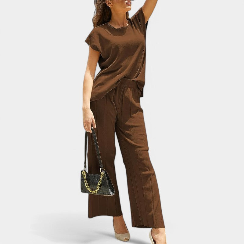 Gleame.-Outfit sets-Gleame Set - Elegante mouwloze vest met wijde broek