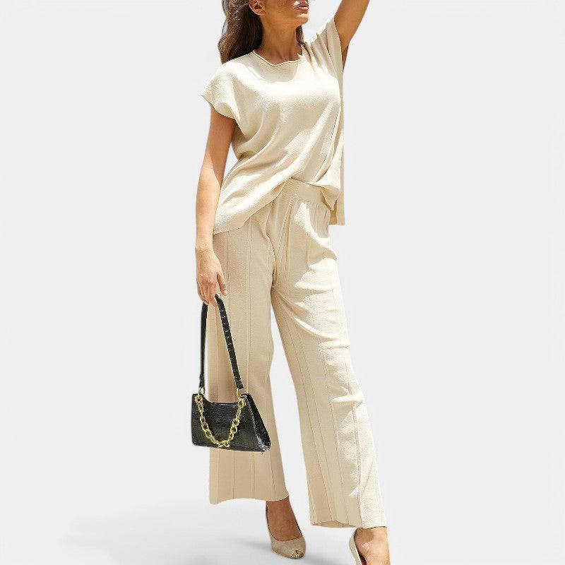 Gleame.-Outfit sets-Gleame Set - Elegante mouwloze vest met wijde broek