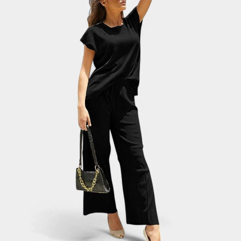 Gleame.-Outfit sets-Gleame Set - Elegante mouwloze vest met wijde broek