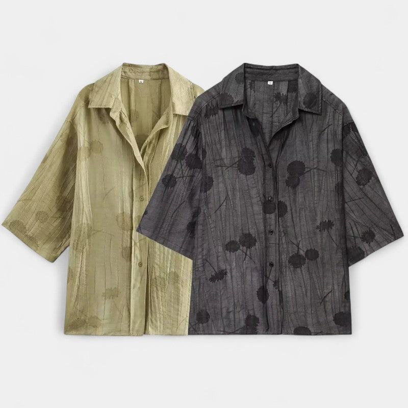 Gleame.-Outfit sets-Gleame Shirt en broek - Losse shirt met korte mouwen en elastieke taille