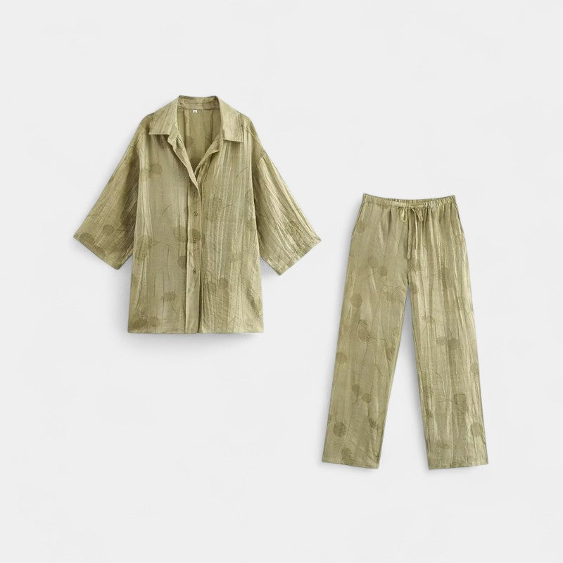 Gleame.-Outfit sets-Gleame Shirt en broek - Losse shirt met korte mouwen en elastieke taille