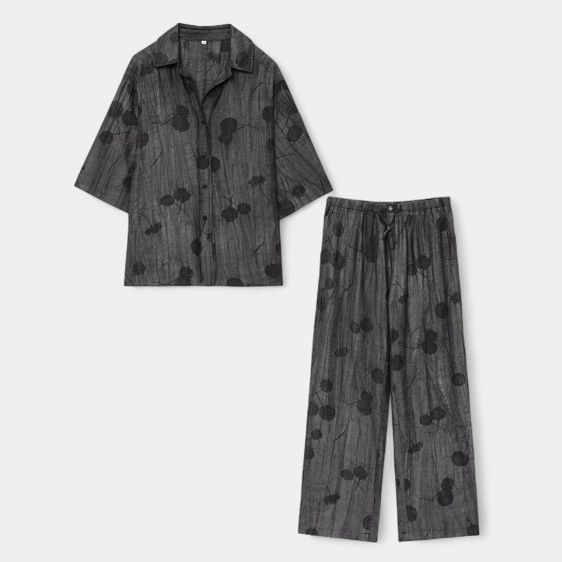 Gleame.-Outfit sets-Gleame Shirt en broek - Losse shirt met korte mouwen en elastieke taille