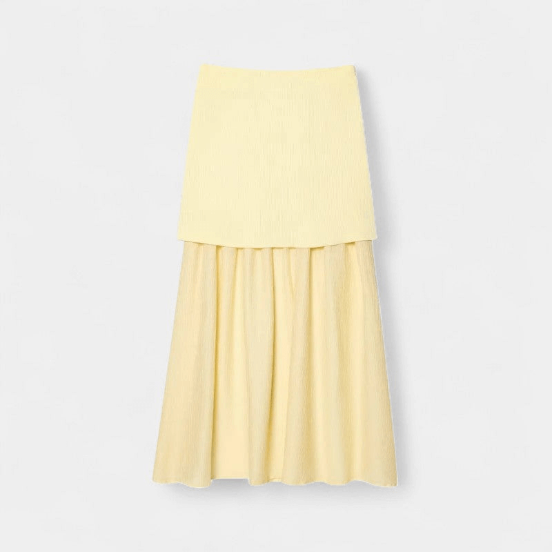 Gleame Tweedelige Outfit Set - Vrouwelijke set van lange rok en gilet