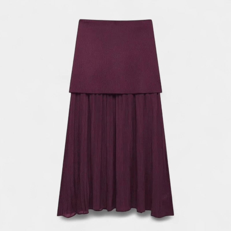 Gleame Tweedelige Outfit Set - Vrouwelijke set van lange rok en gilet