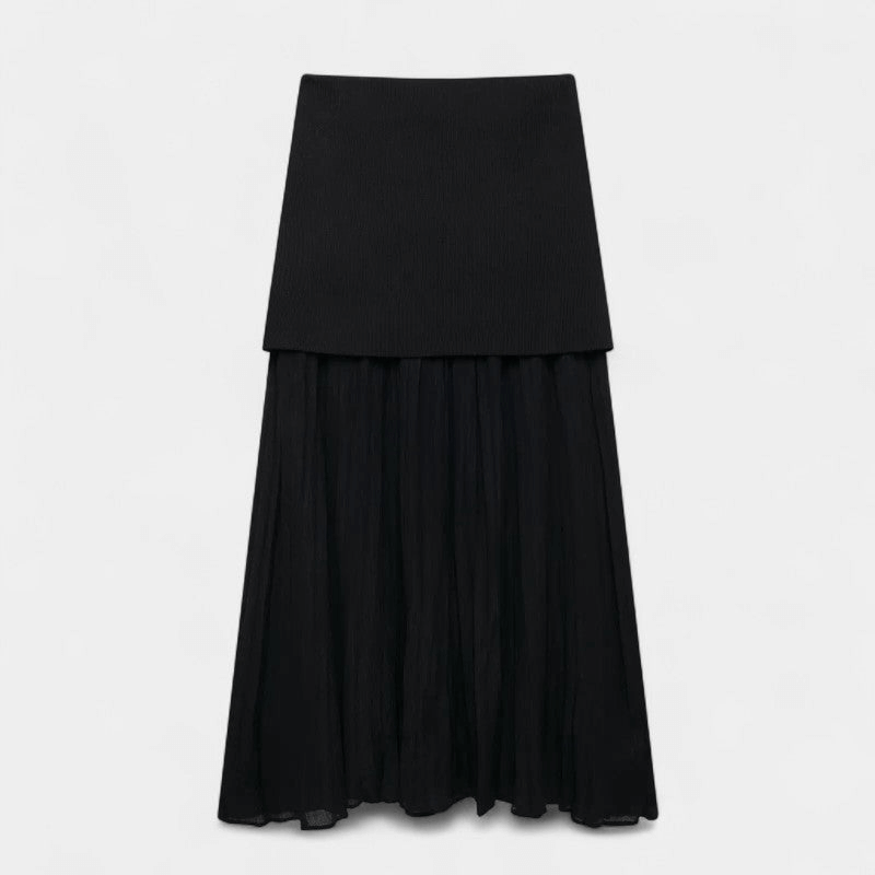 Gleame Tweedelige Outfit Set - Vrouwelijke set van lange rok en gilet