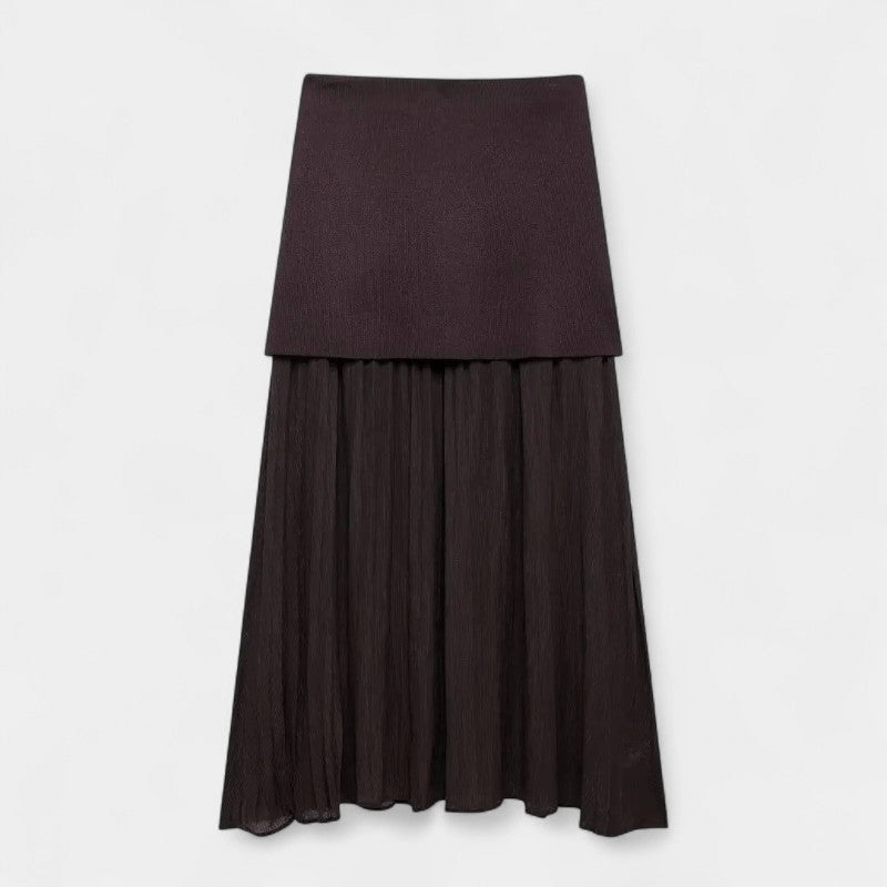 Gleame Tweedelige Outfit Set - Vrouwelijke set van lange rok en gilet