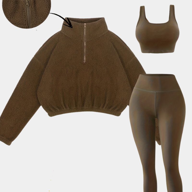 Gleame.-Outfit sets-Gleame set - elastische set met halve rits en skinny broek