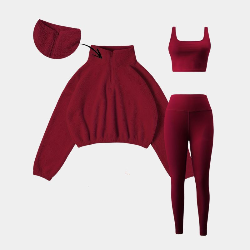 Gleame.-Outfit sets-Gleame set - elastische set met halve rits en skinny broek