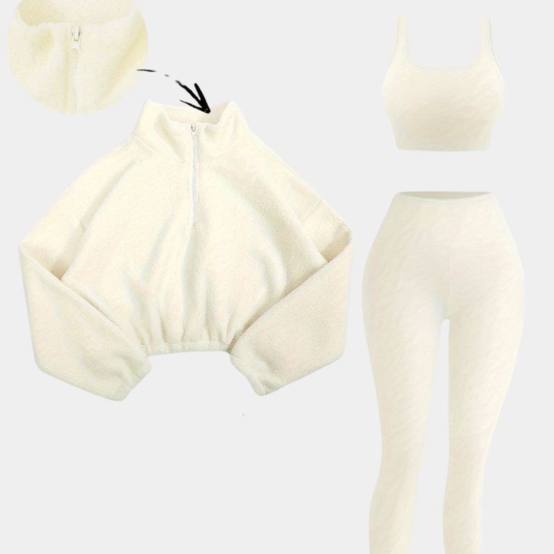 Gleame.-Outfit sets-Gleame set - elastische set met halve rits en skinny broek