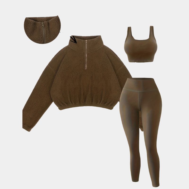 Gleame.-Outfit sets-Gleame set - elastische set met halve rits en skinny broek