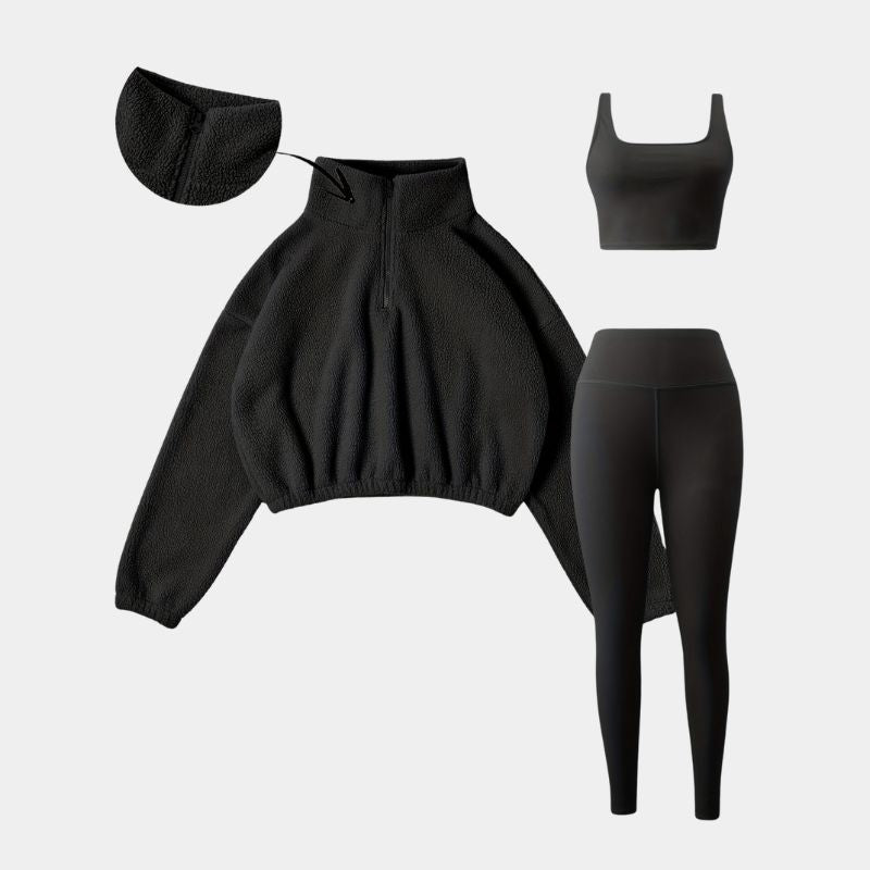 Gleame.-Outfit sets-Gleame set - elastische set met halve rits en skinny broek