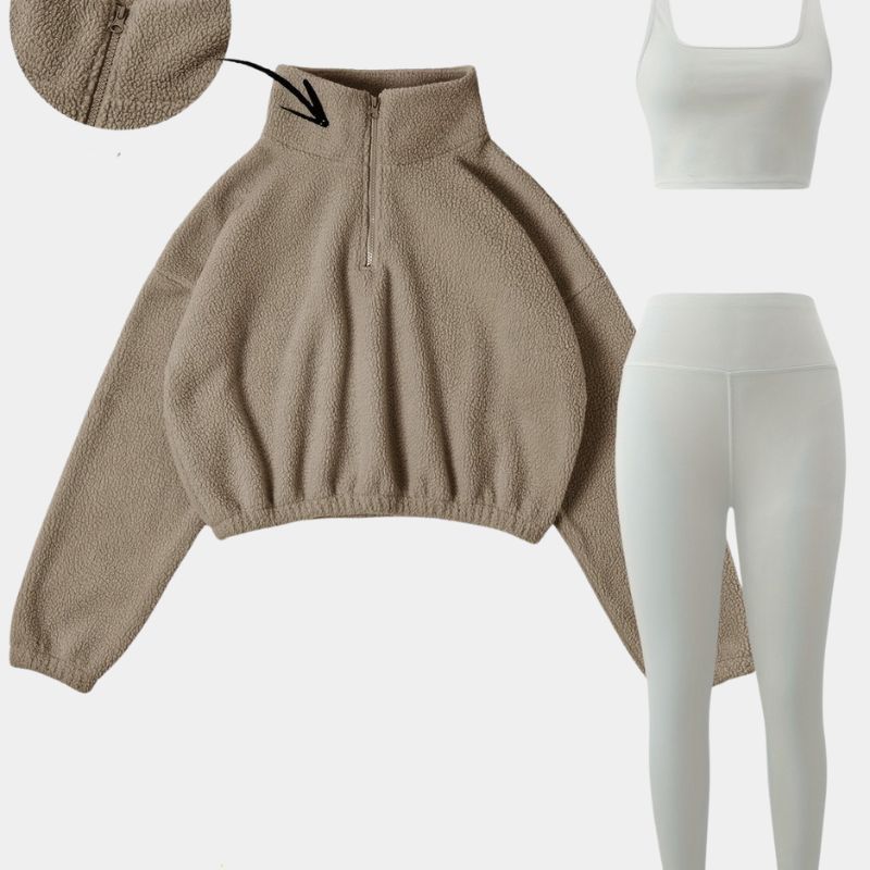 Gleame.-Outfit sets-Gleame set - elastische set met halve rits en skinny broek