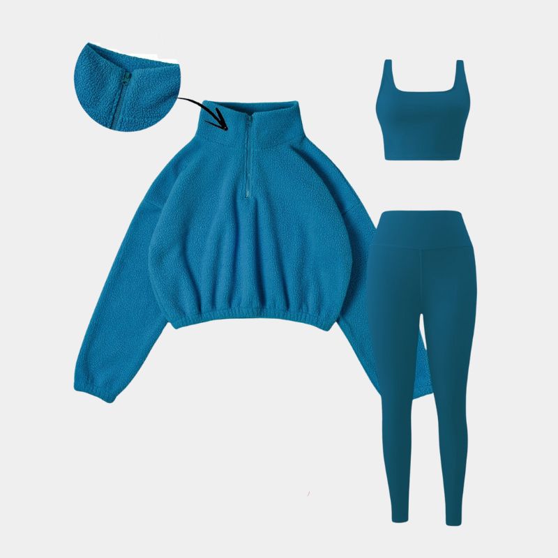 Gleame.-Outfit sets-Gleame set - elastische set met halve rits en skinny broek