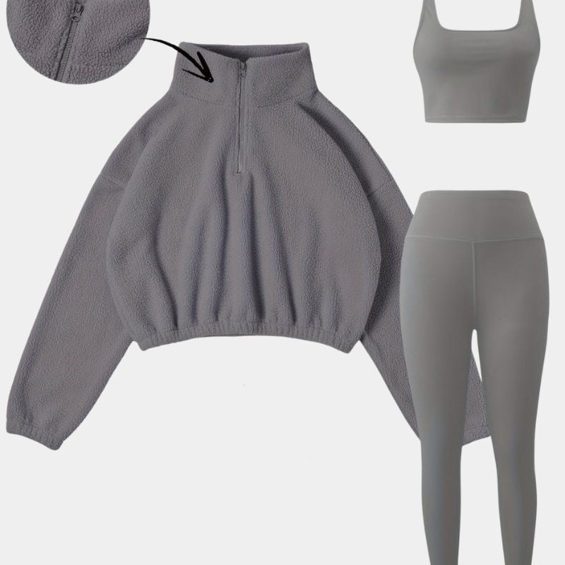 Gleame.-Outfit sets-Gleame set - elastische set met halve rits en skinny broek