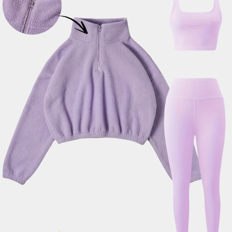 Gleame.-Outfit sets-Gleame set - elastische set met halve rits en skinny broek