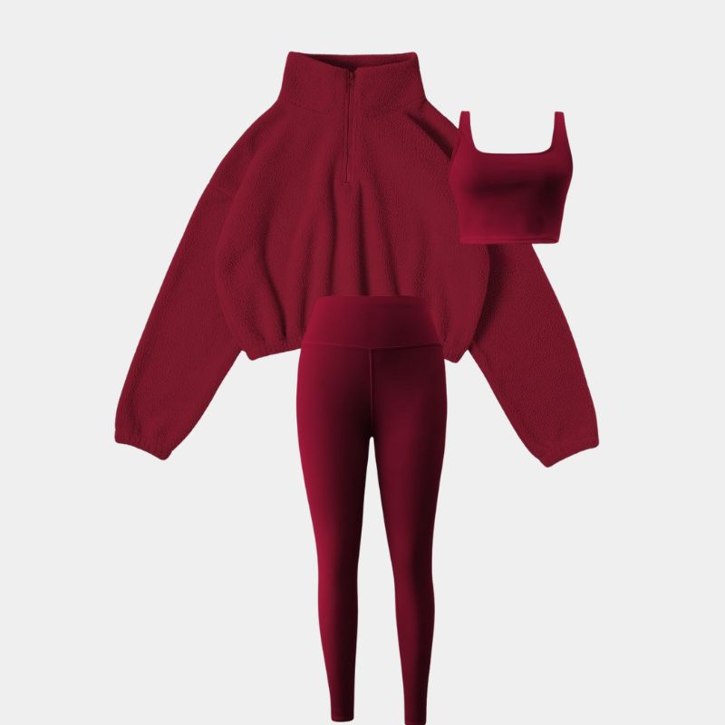 Gleame.-Outfit sets-Gleame set - elastische set met halve rits en skinny broek