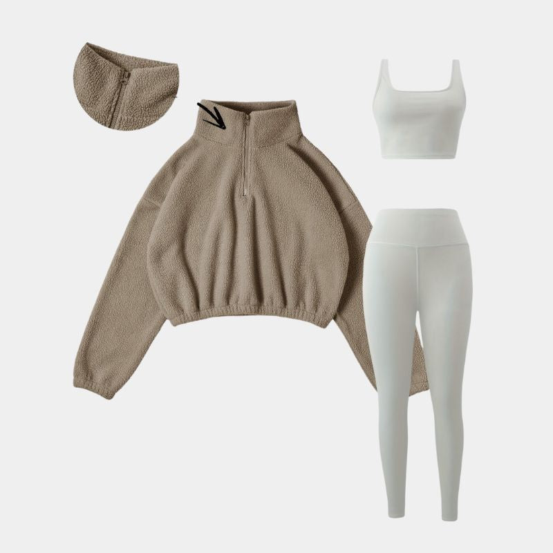 Gleame.-Outfit sets-Gleame set - elastische set met halve rits en skinny broek