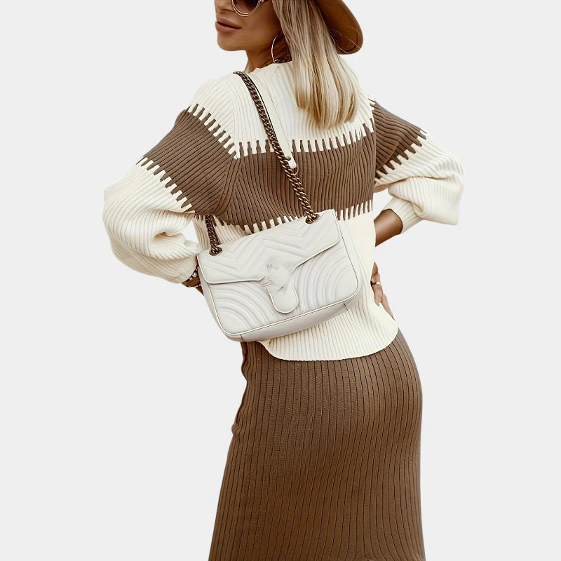 Gleame.-Outfit sets-Gleame trui set: tweedelige outfit met lange mouwen en rok