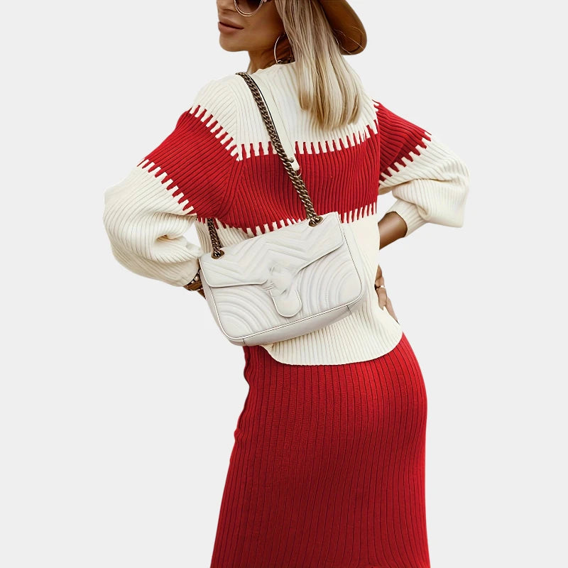 Gleame.-Outfit sets-Gleame trui set: tweedelige outfit met lange mouwen en rok