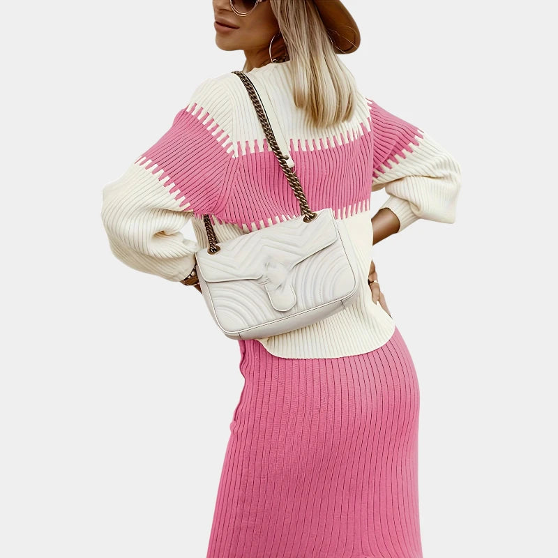 Gleame.-Outfit sets-Gleame trui set: tweedelige outfit met lange mouwen en rok