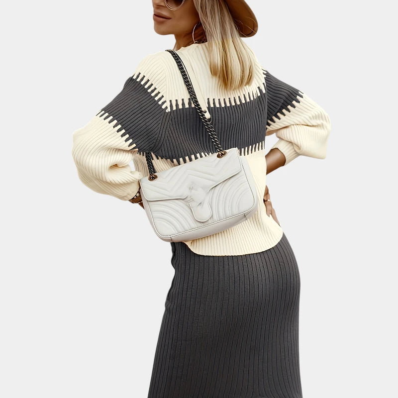 Gleame.-Outfit sets-Gleame trui set: tweedelige outfit met lange mouwen en rok
