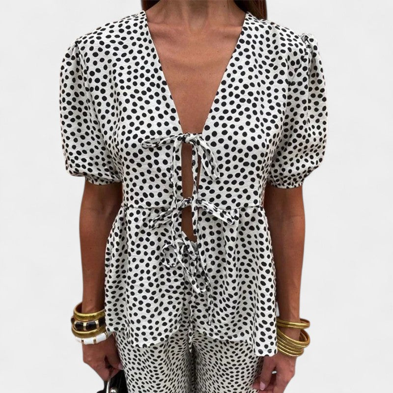 Gleame.-Outfit sets-Gleame twee-delige sets - Casual dames twee-delige jumpsuit met hoge taille en wijde pijpen